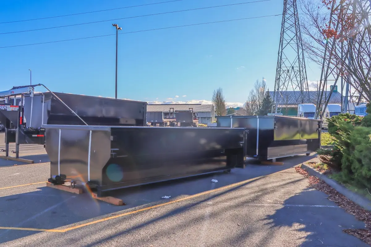 Roll-off dumpster ready for waste disposal at job site for 3 Yard Dumpster Rental in Placerville